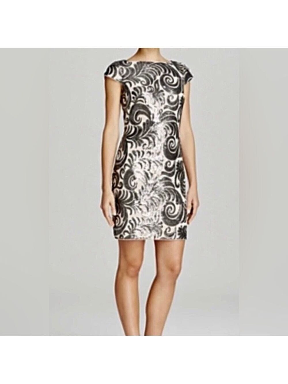 Adrianna Papell Sequined Pattern Cap Sleeve Dress - Picture 3 of 7